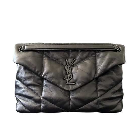 Saint Laurent LouLou Puffer Medium Handtasche All black Lammleder / sehr gut Saint Laurent