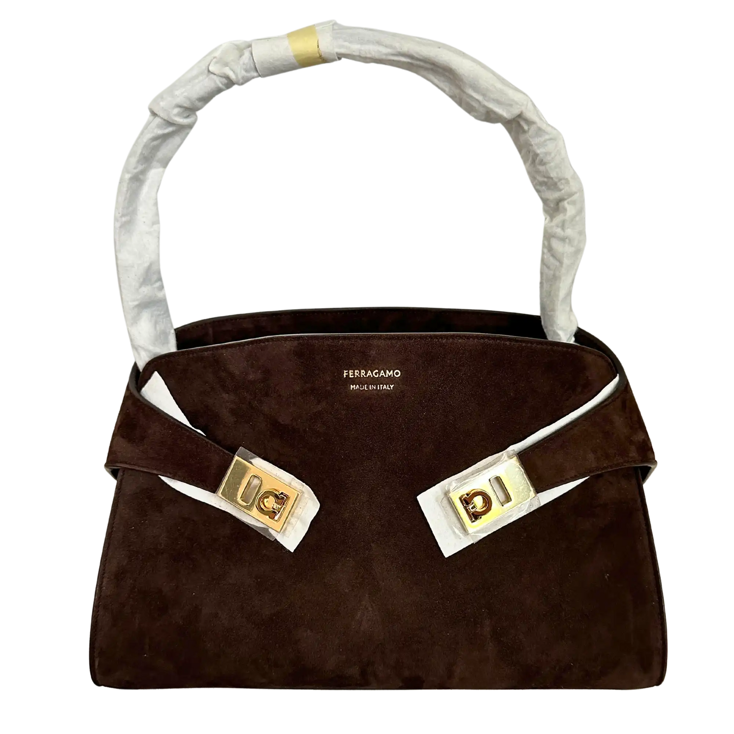 Ferragamo Hug mittelgroße Tote aus Veloursleder braun / ungetragen Salvatore Ferragamo