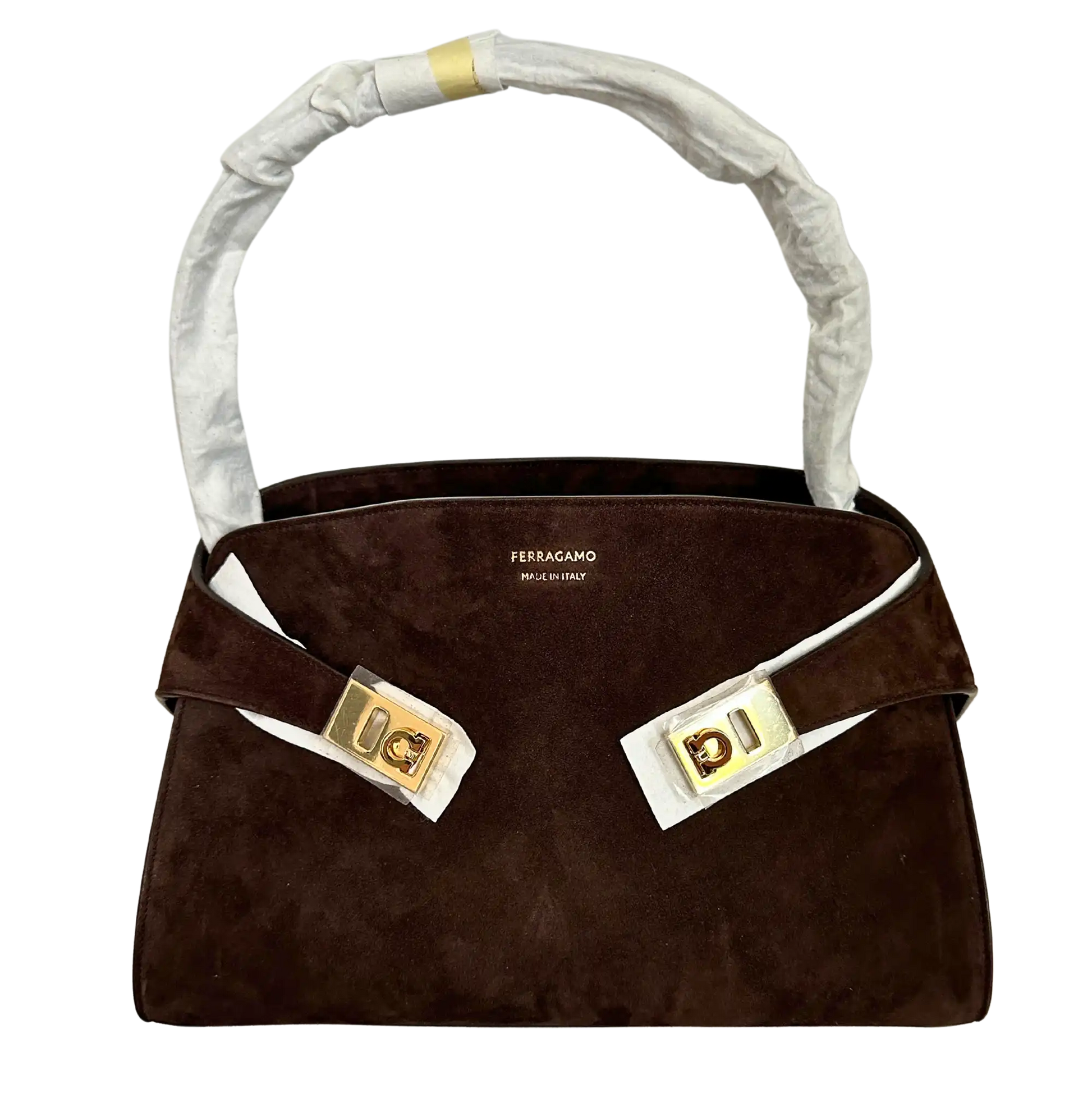 Ferragamo Hug mittelgroße Tote aus Veloursleder braun / ungetragen Salvatore Ferragamo
