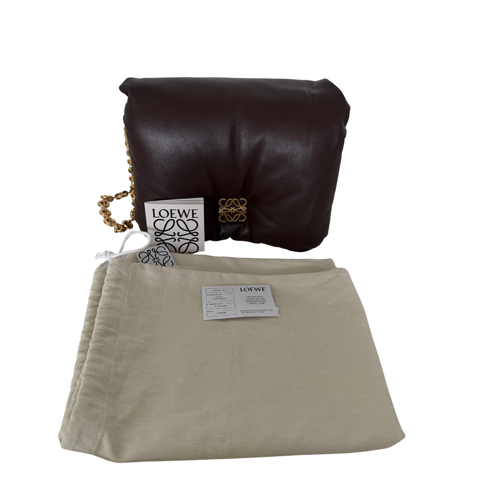 Loewe Goya Puffer Schultertasche dark chocolate / sehr gut Loewe