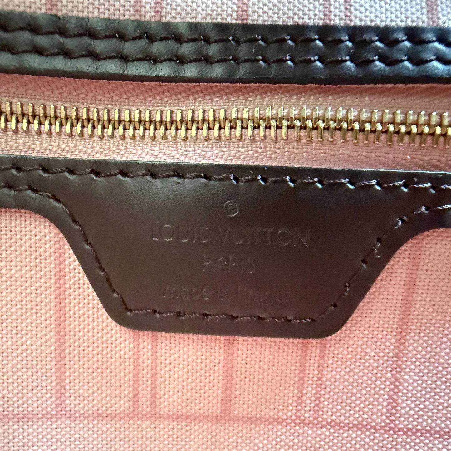 Louis Vuitton Neverfull MM Damier Ebene Rose Ballerine / sehr gut Louis Vuitton
