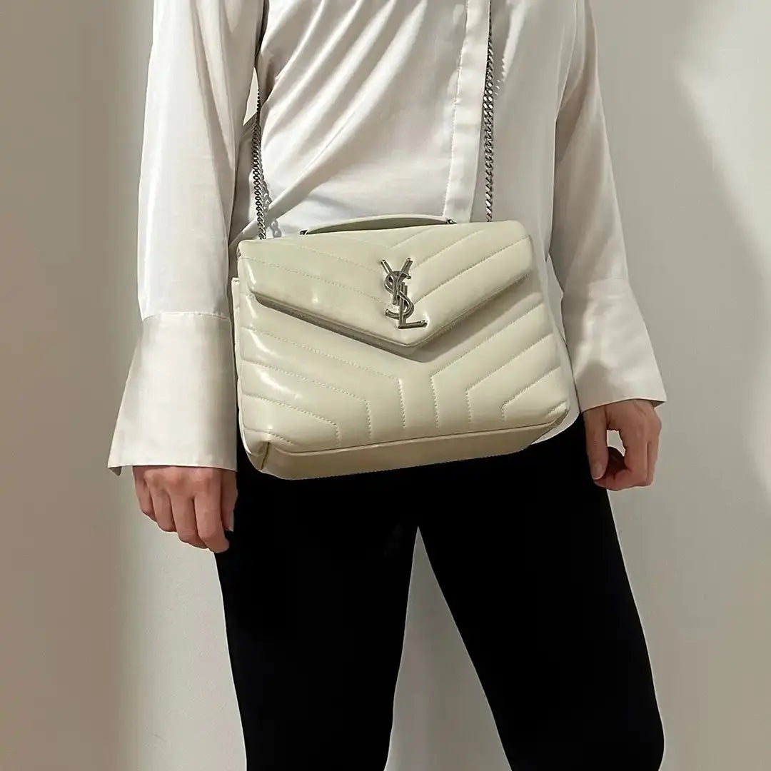 Saint Laurent LouLou Small Tasche beige grau gut