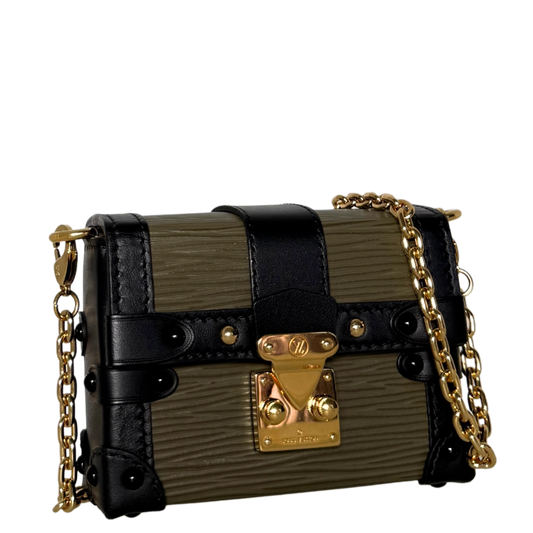 Louis Vuitton Petite Malle Handtasche Epi-Leder Olivgrün / sehr gut Louis Vuitton