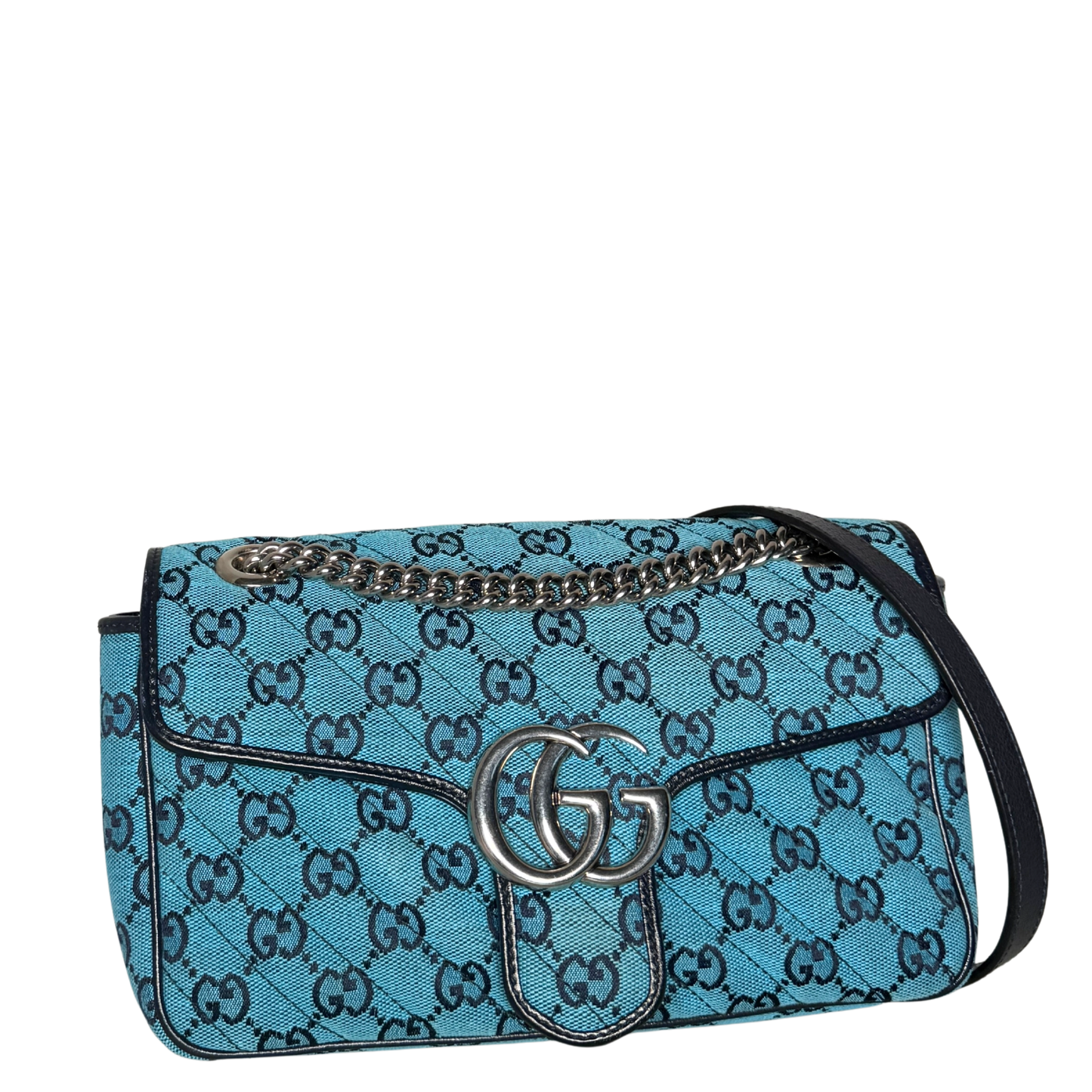 Gucci GG Marmont Schultertasche Denim Blau / sehr gut