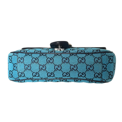 Gucci GG Marmont Schultertasche Denim Blau / sehr gut