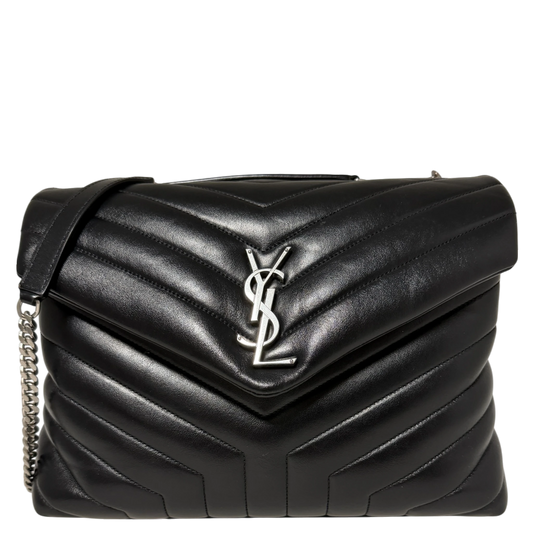 Saint Laurent LouLou Medium Leder schwarz silberne Hardware / sehr gut Saint Laurent