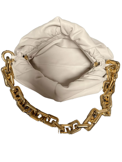 Bottega Veneta Chain Pouch Leder Beige / sehr gut Echtheitscheck